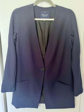 Madewell Flatiron Collarless Blazer in Navy Size 0